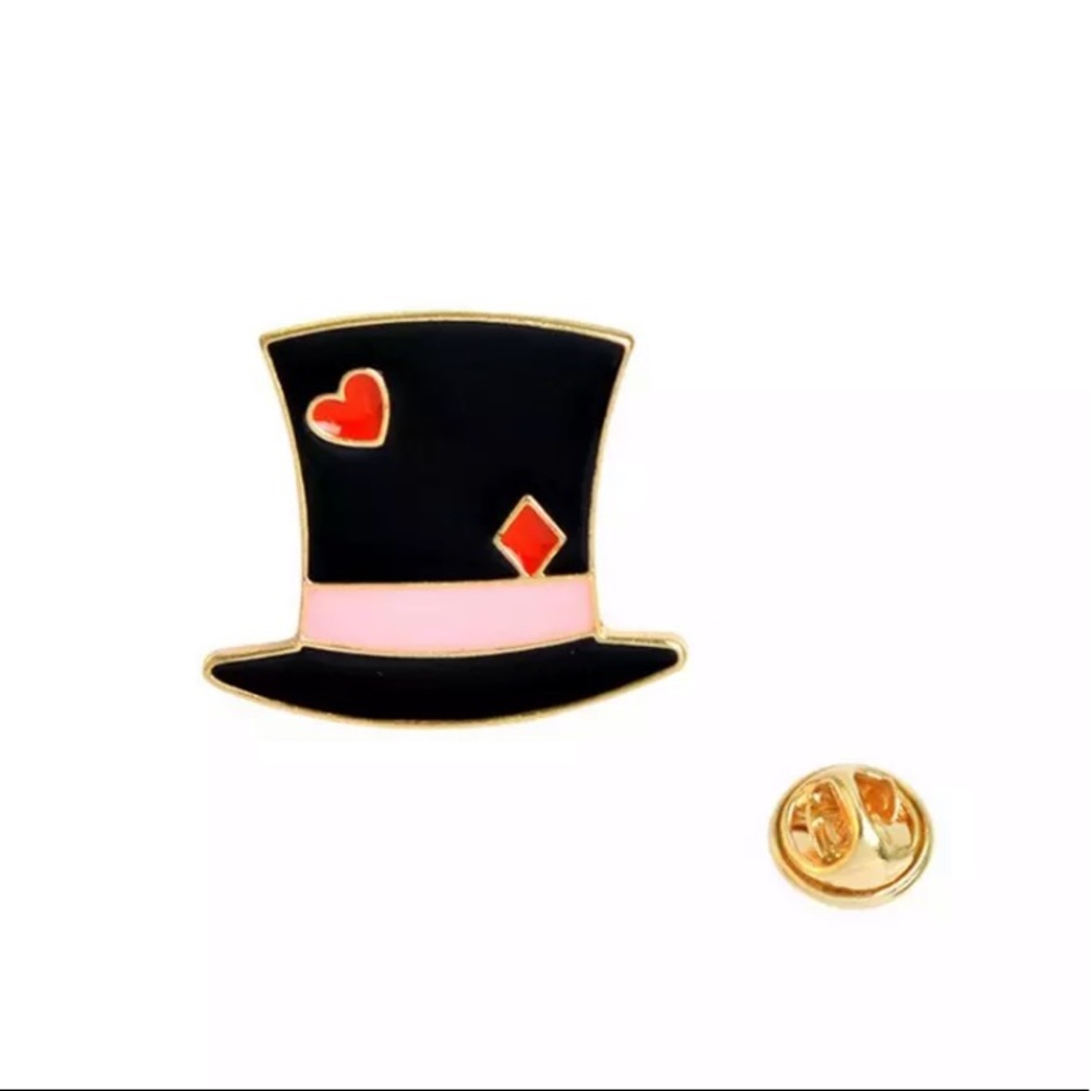 🎉 New Alice in Wonderland Top Hat Pin - Picture 2 of 4